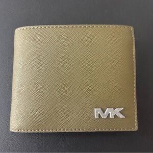 Michael Kors Rivington Saffiano Leather Billfold Wallet w/Coin Pouch Olive Green